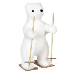 Ours à ski effet mousse blanc H16cm < Gifi Discount