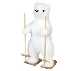 Ours à ski effet mousse blanc H16cm < Gifi Discount