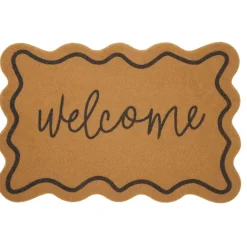 Paillasson extérieur contour vague inscription Welcome marron et noir 40x60cm