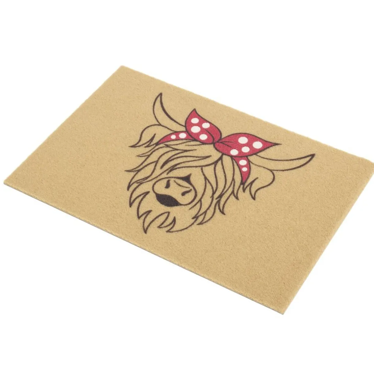 Paillasson motif vache Highland extérieur abrité marron et rouge 40x60cm < Gifi Discount
