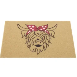 Paillasson motif vache Highland extérieur abrité marron et rouge 40x60cm < Gifi Discount