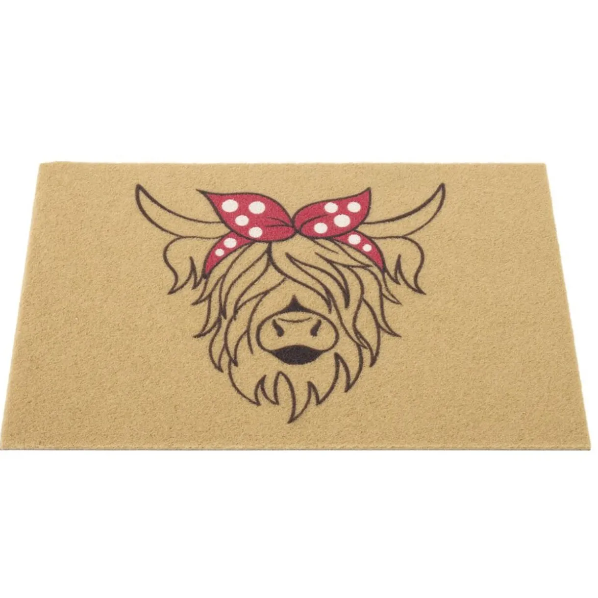 Paillasson motif vache Highland extérieur abrité marron et rouge 40x60cm < Gifi Discount