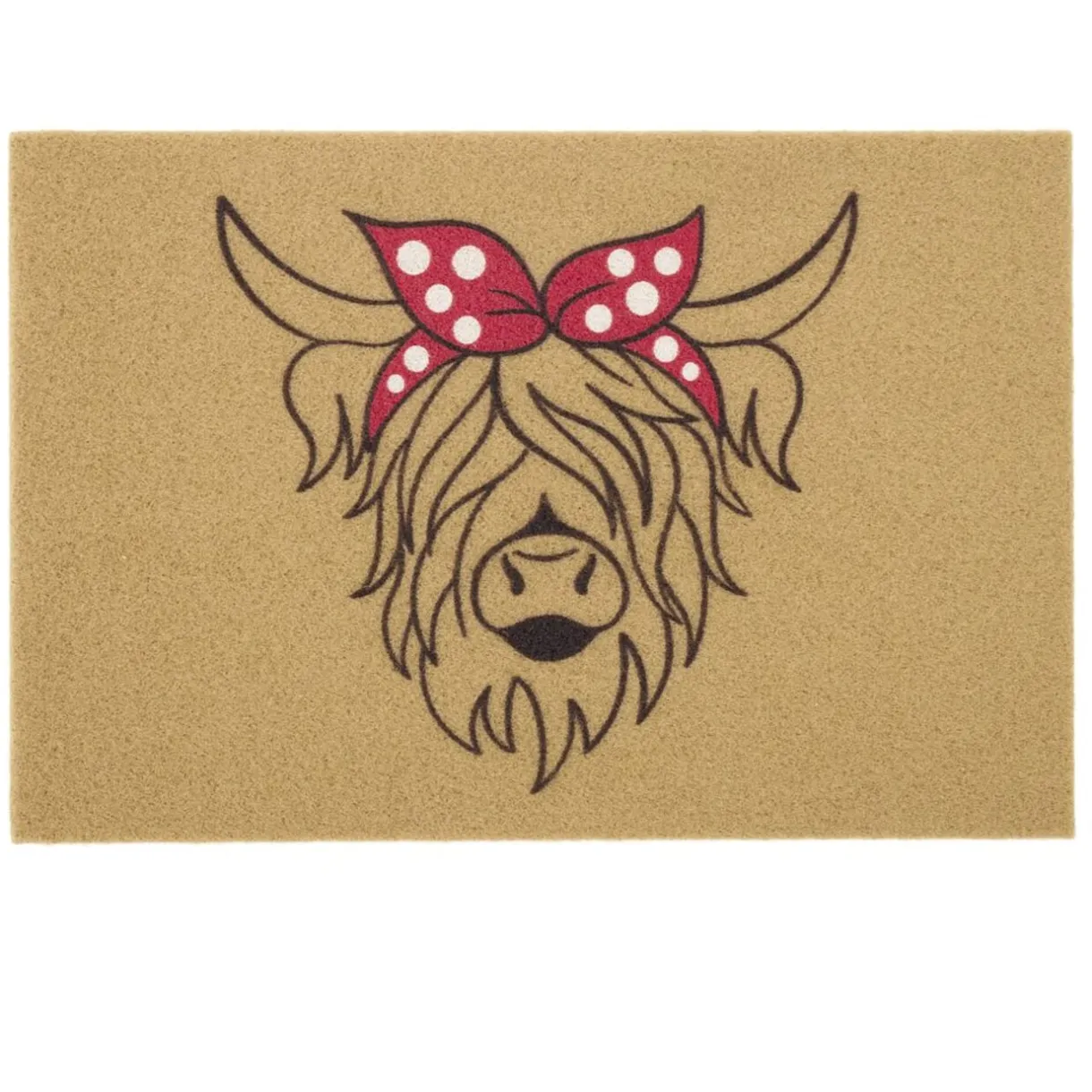 Paillasson motif vache Highland extérieur abrité marron et rouge 40x60cm < Gifi Discount