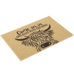 Paillasson motif vache Highland extérieur abrité marron 40x60cm < Gifi