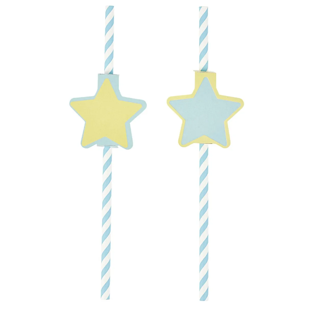 Paille bleu et étiquette étoile en papier x 24 < Gifi New