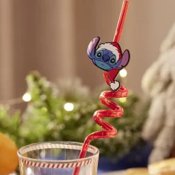 Paille enfant x4 Stitch Disney Noël plastique réutilisable L27cm