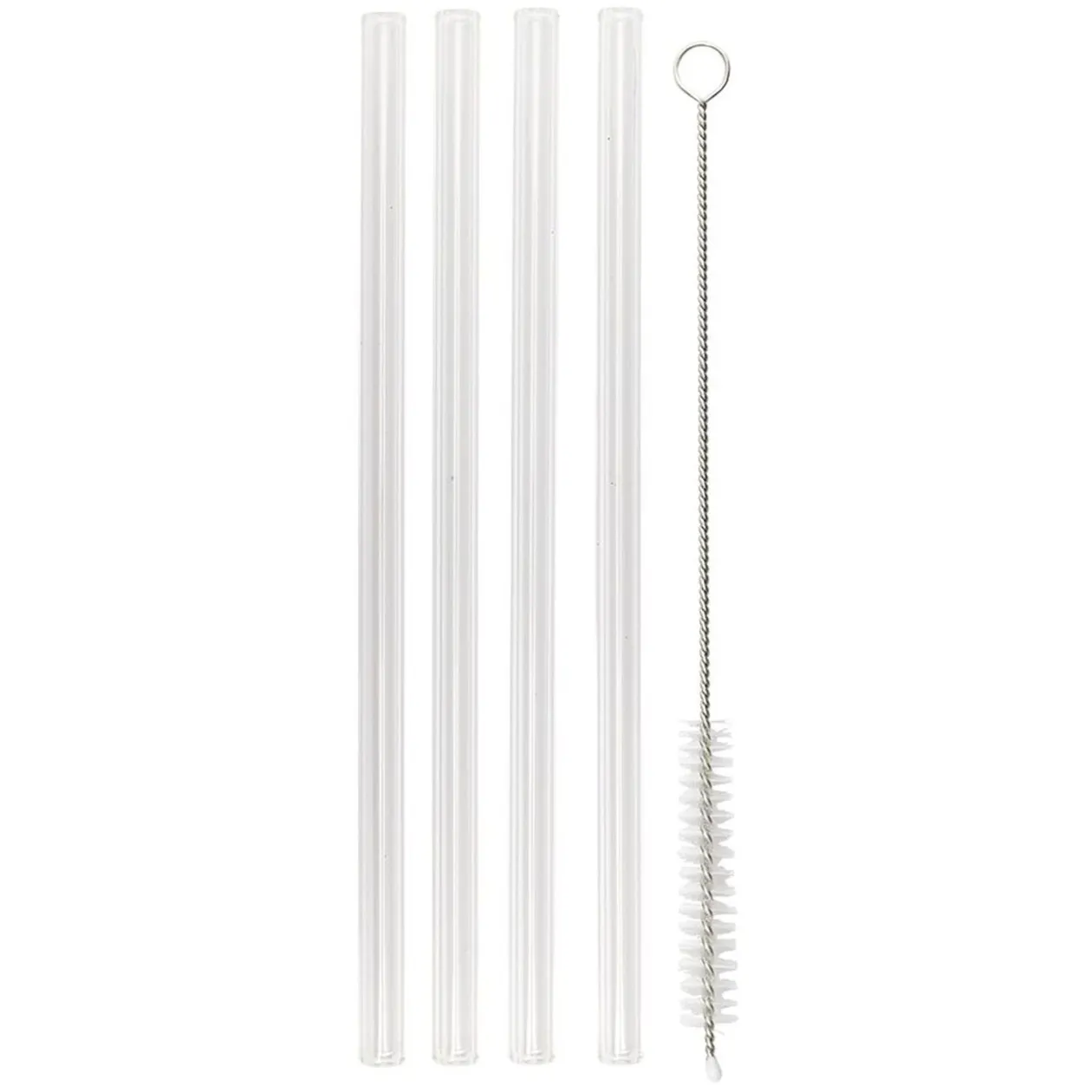 Paille en verre x4 et goupillon inox