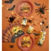 Paille papier Halloween x10 motif arraignée et citrouille noir blanc orange L19cm