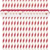 Paille papier X15 pcs rayé Père Noël H25 cm rouge et blanc
