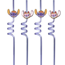 Paille réutilisable Halloween x4 Stitch Disney spirale violet L25cm