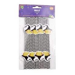 Pailles en papier Halloween x16 (4 modèles)