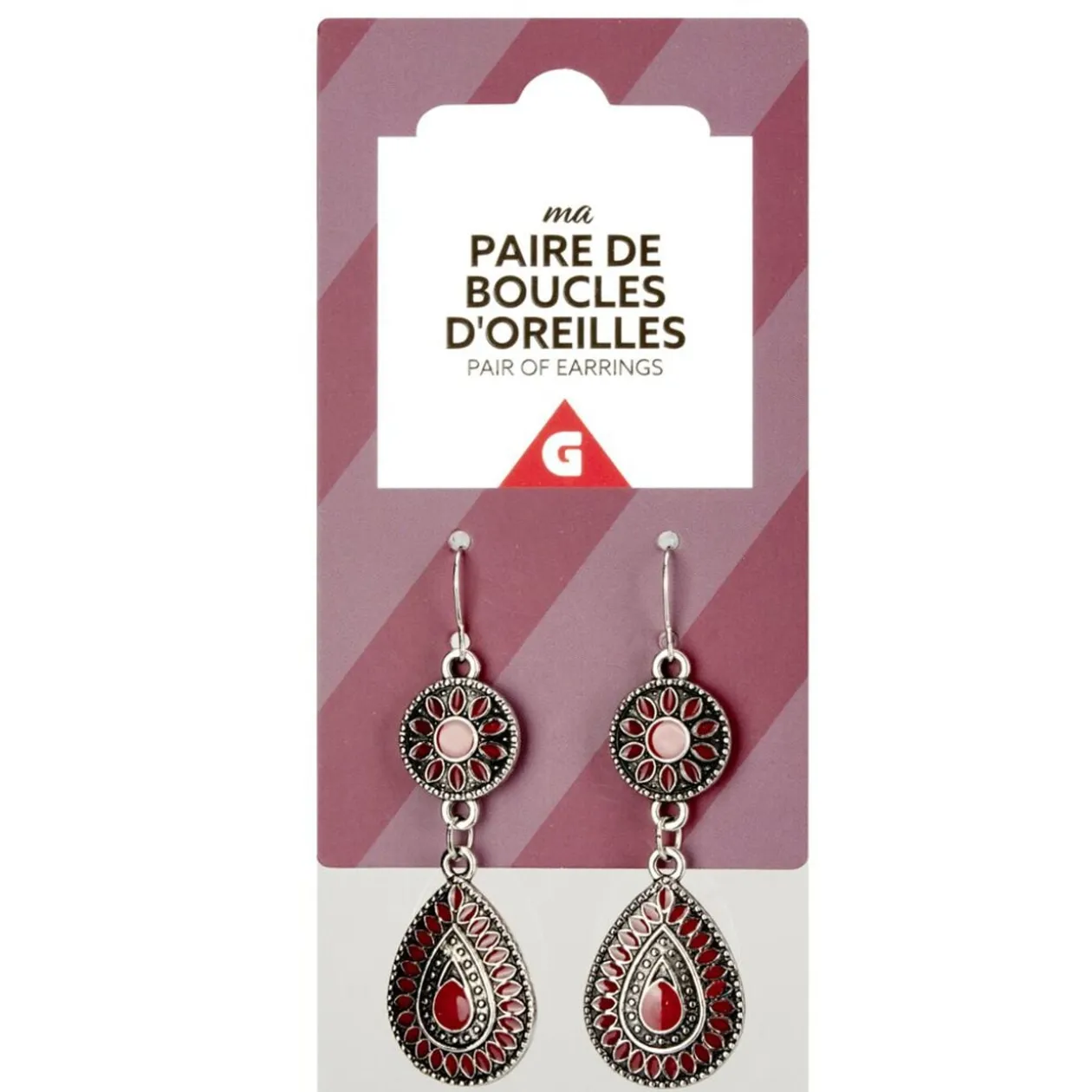 Paire de boucles d'oreilles pendantes L6,5cm (3 modèles)