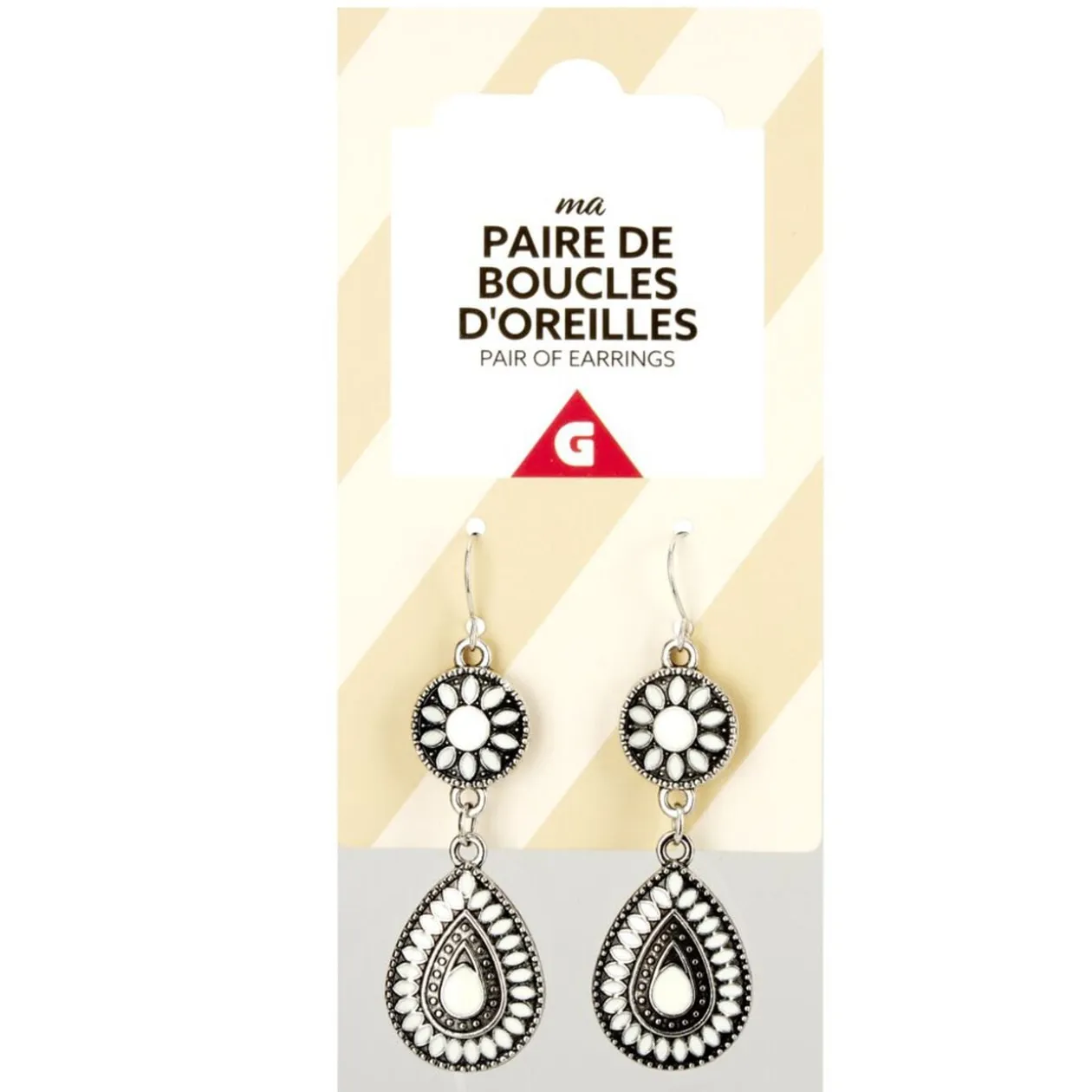 Paire de boucles d'oreilles pendantes L6,5cm (3 modèles)