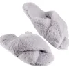 Paire de chaussons à brides croisées femme gris