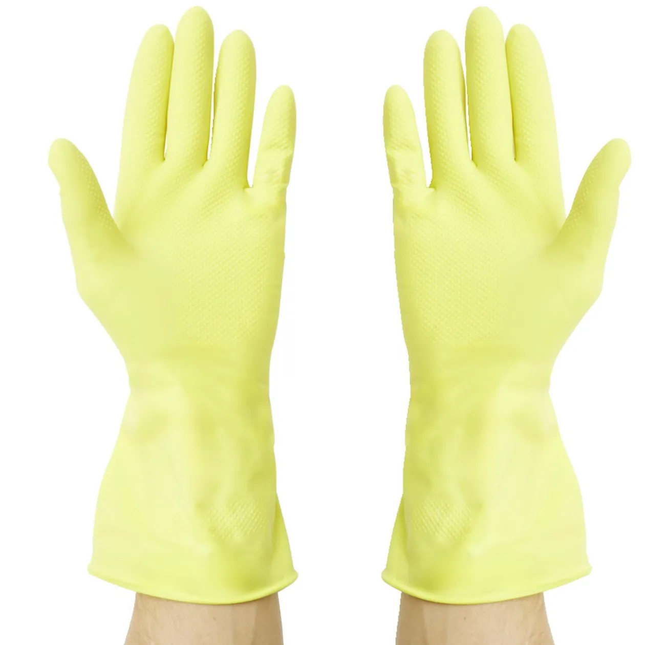 Paire de gant long en latex jaune Taille S