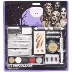 Palette maquillage Halloween kit avec faux sang 5 couleurs et accessoires