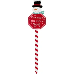 Pancarte de Noël en bois rouge et blanc H50cm (3 modèles)