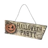 Pancarte inscription Halloween Party motif citrouille effet vieilli