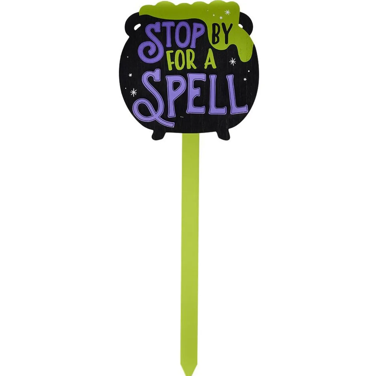 Pancarte jardin bois Halloween inscription Stop by for a spell H82,5cm < Gifi