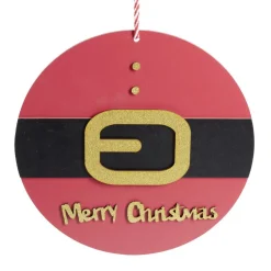 Pancarte Joyeux Noël en bois ceinture rouge et noire Ø30cm < Gifi Discount