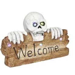 Pancarte squelette LED Halloween inscription Welcome lumineux sonore < Gifi Hot