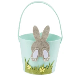 Panier décor Pâques feutrine Ø13xH14,5cm (4 modèles)