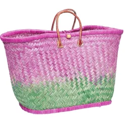 Panier de plage en fibre naturelle et cuir (plusieurs modèles)