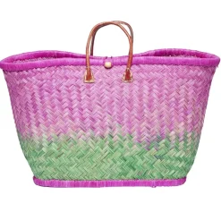 Panier de plage en fibre naturelle et cuir (plusieurs modèles)