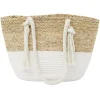 Panier de plage jacinthe d'eau tressée beige et crème 48x15xH27cm