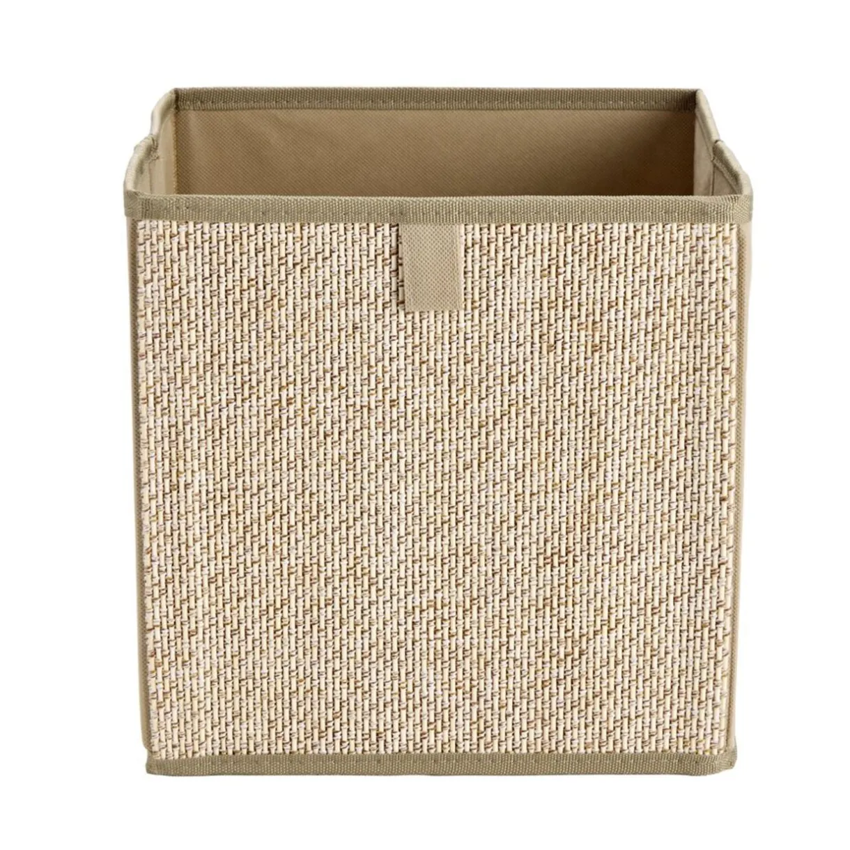 Panier de rangement carré intissé et bambou beige 27x27x27cm < Gifi Clearance