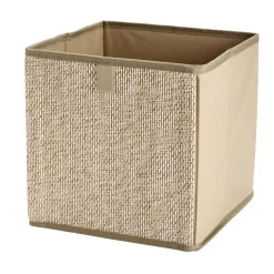 Panier de rangement carré intissé et bambou beige 27x27x27cm < Gifi Clearance