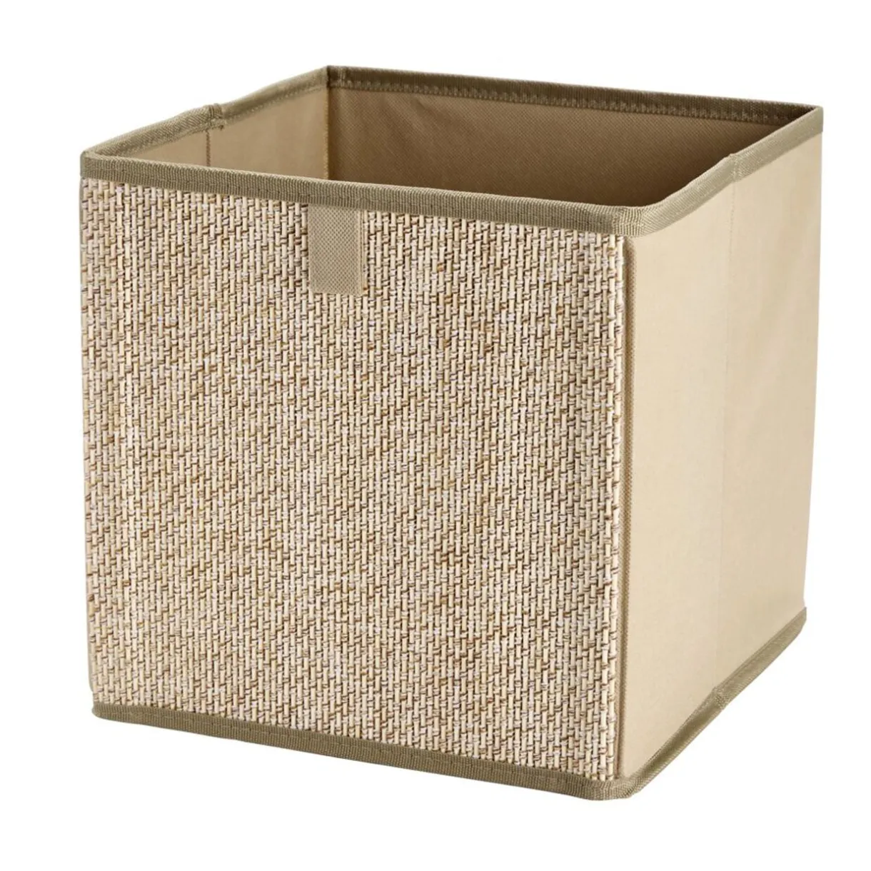 Panier de rangement carré intissé et bambou beige 27x27x27cm < Gifi Clearance