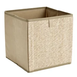 Panier de rangement carré intissé et bambou beige 27x27x27cm < Gifi Clearance