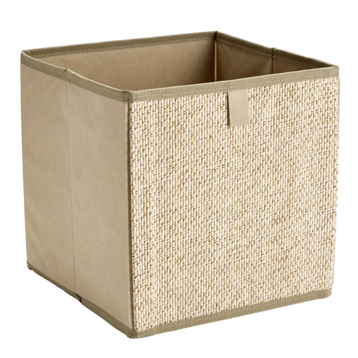 Panier de rangement carré intissé et bambou beige 27x27x27cm < Gifi Clearance