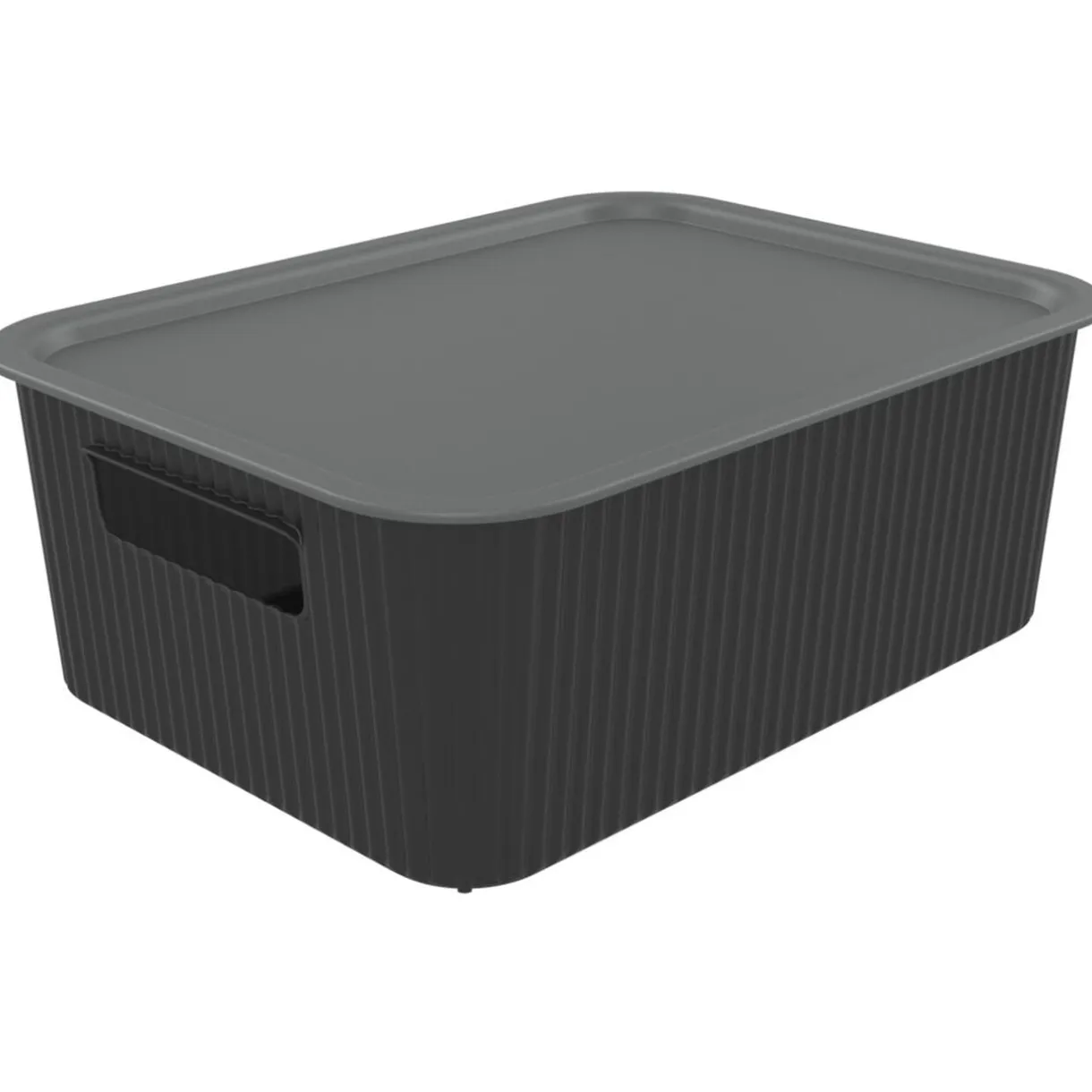 Panier de rangement 10L Vibox plastique noir avec couvercle gris 35x27xH13cm < Gifi New