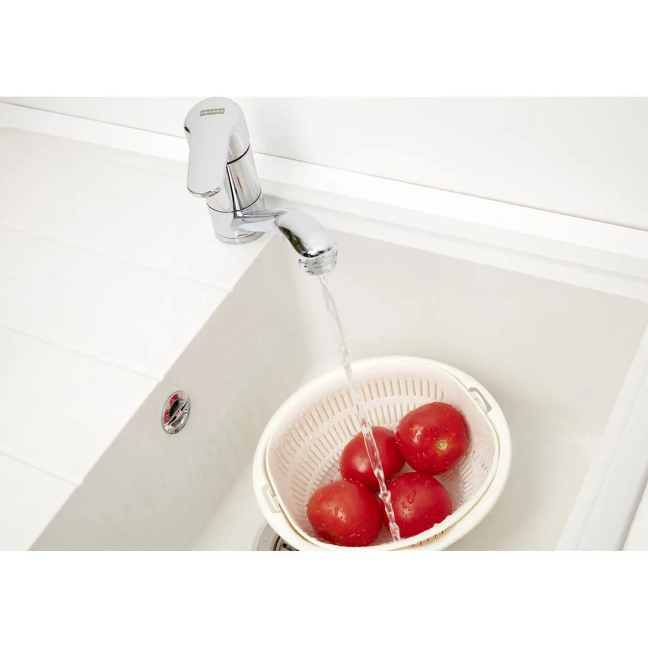 Panier égouttoir rotatif double couche 2en1 blanc Ø23xH10,5cm