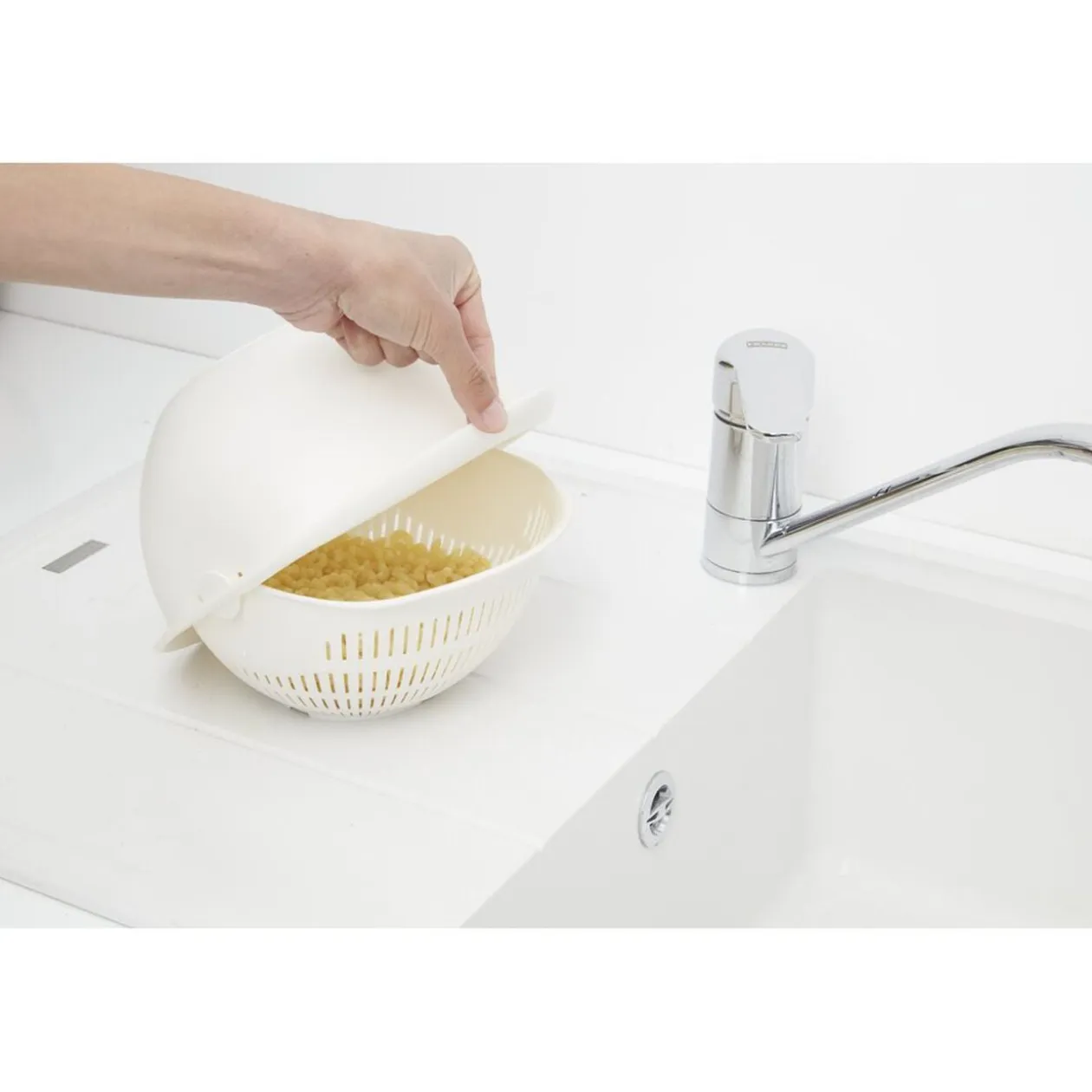 Panier égouttoir rotatif double couche 2en1 blanc Ø23xH10,5cm