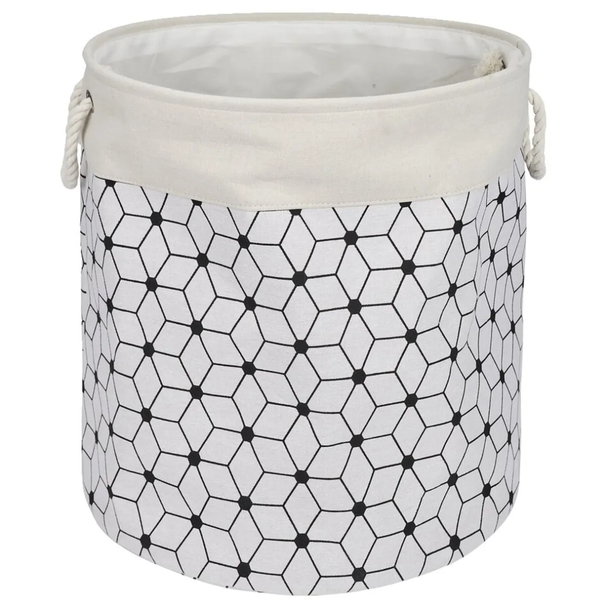 Panier à linge 72L motifs noir beige < Gifi Best