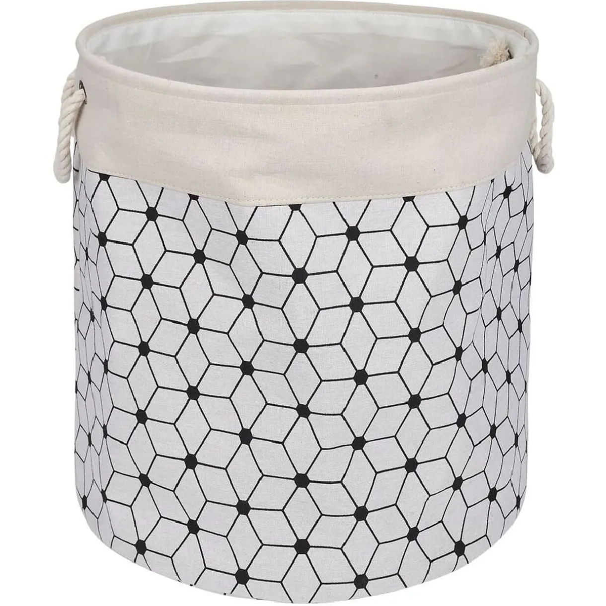Panier à linge 72L motifs noir beige < Gifi Best