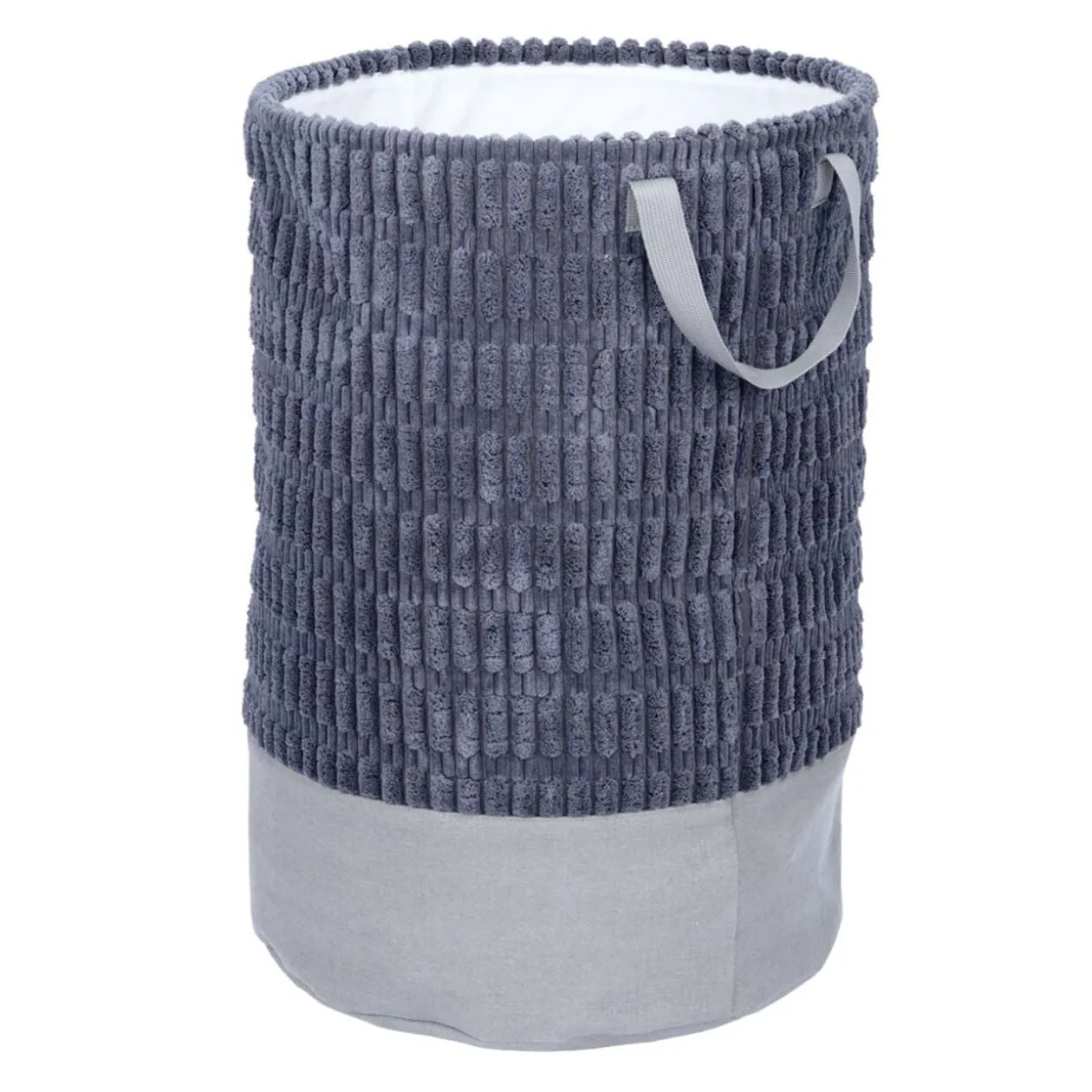 Panier à linge 60L tissu gris Ø38xH55cm