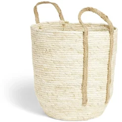 Panier à linge ronde 43L fibre de maïs beige Ø36xH40cm < Gifi Outlet