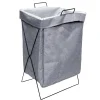 Panier à linge tissu coton beige structure métal 36x28xH55cm < Gifi Sale
