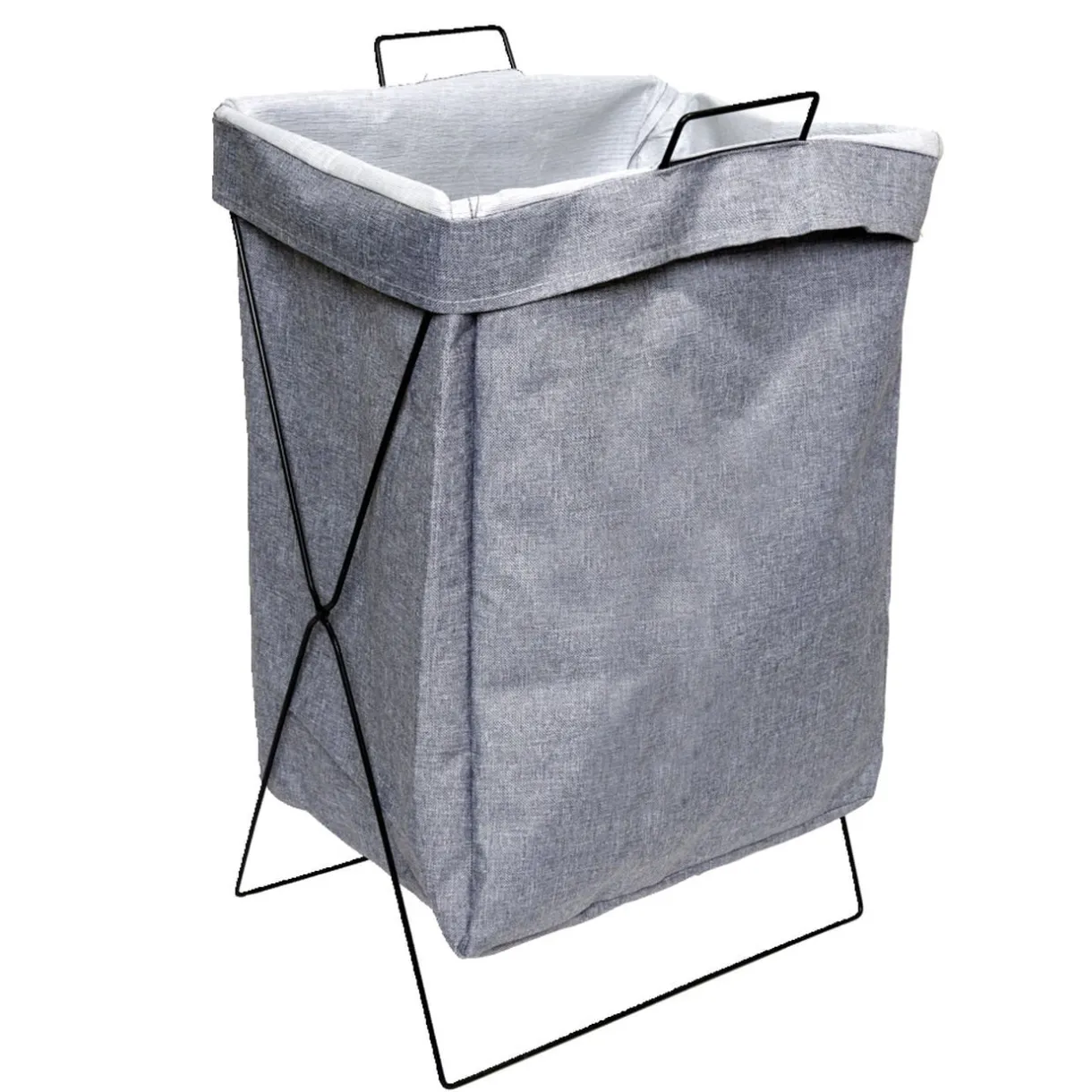 Panier à linge tissu coton beige structure métal 36x28xH55cm < Gifi Sale