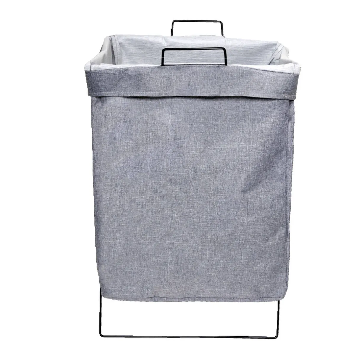 Panier à linge tissu coton beige structure métal 36x28xH55cm < Gifi Sale