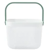 Panier plastique avec anse blanc et vert - L24 x l24 x H18 cm