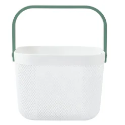 Panier plastique avec anse blanc et vert - L24 x l24 x H18 cm