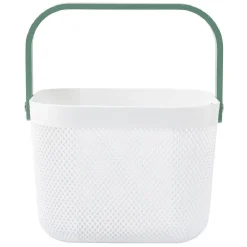 Panier plastique avec anse blanc et vert - L24 x l24 x H18 cm