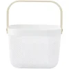 Panier plastique avec anse blanc et naturel - L24 x l24 x H18 cm