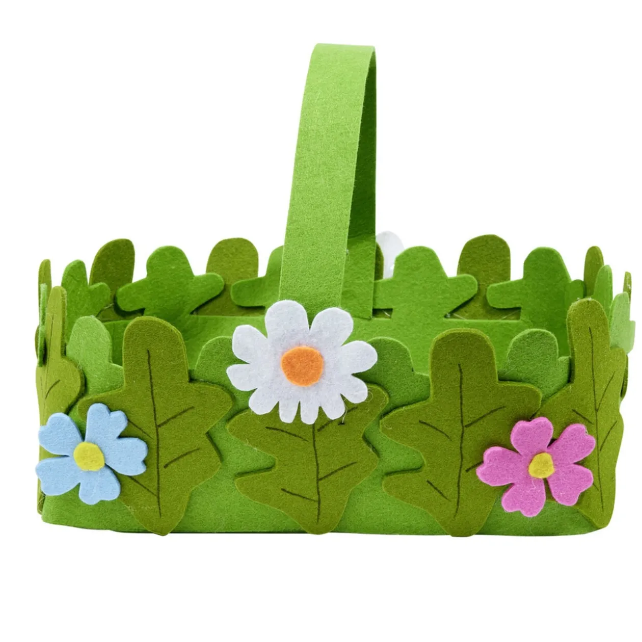 Panier pour oeufs de Pâques en feutrine verte 20x18xH15cm (2 modèles)