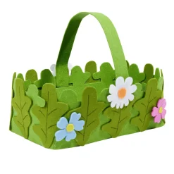 Panier pour oeufs de Pâques en feutrine verte 20x18xH15cm (2 modèles)